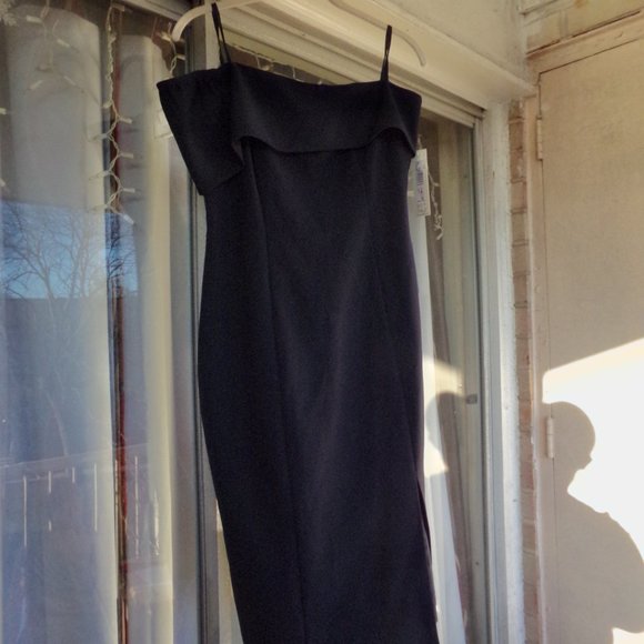 Eliza J Off the Shoulder Scuba Crepe Cocktail Dress, Size 10 - Navy - Picture 6 of 7